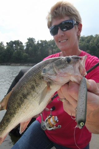 Spotted bass  caught on a Heddon Zara Puppy